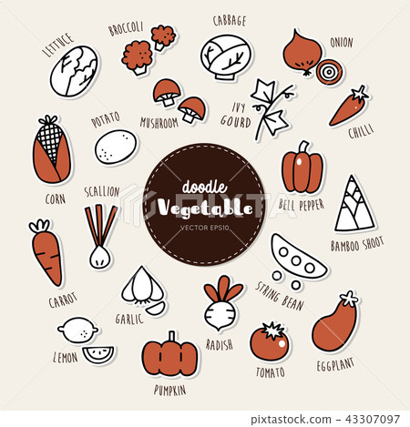 Vector set of vegetable icons. Doodle. 43307097