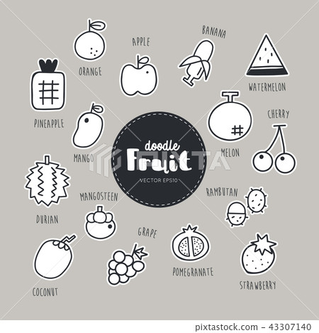 Vector set of fruit icons. Doodle. Vector set of fruit icons. Doodle. 43307140