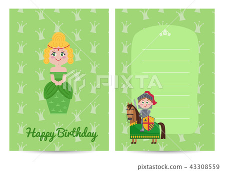Happy birthday kids postcard with princess Happy birthday kids postcard with princess 43308559