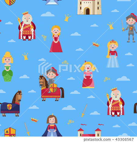 Fairytale seamless pattern in cartoon style Fairytale seamless pattern in cartoon style 43308567