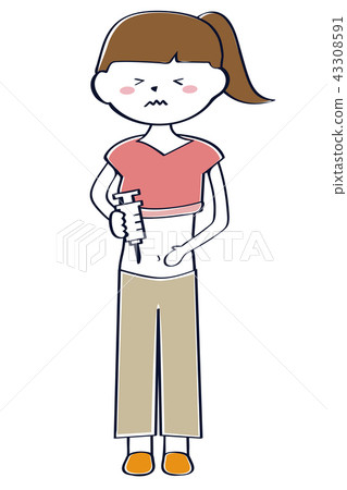 Ponytail woman injecting a belly Ponytail woman injecting a belly 43308591