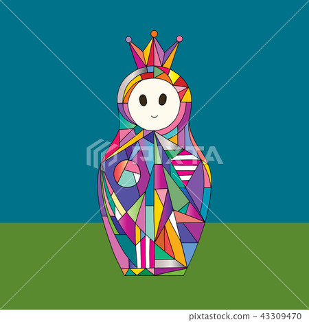 Matryoshka hand drawn vector illustration. Nesting doll character in modern style. Abstract funny Matryoshka hand drawn vector illustration. Nesting doll character in modern style. Abstract funny 43309470