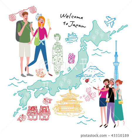 Inbound illustration tourist Japan map 43310189