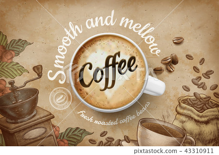 Coffee ads in engraving style 43310911