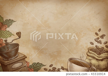 Engraved coffee background Engraved coffee background 43310914