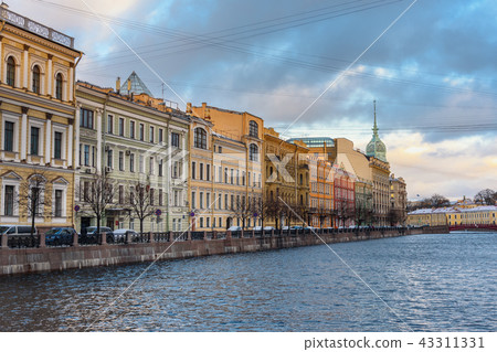 View of Moyka river embankment and Red bridge 43311331