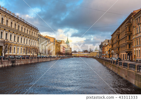View of Moyka river embankment and Red bridge 43311333
