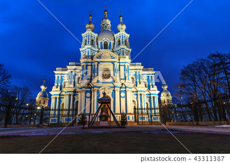 Smolny Cathedral at night. Saint Petersburg Russia Smolny Cathedral at night. Saint Petersburg Russia 43311387
