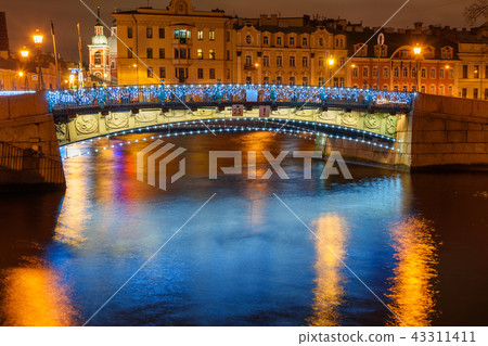 First Engineer Bridge over Moyka River at night First Engineer Bridge over Moyka River at night 43311411