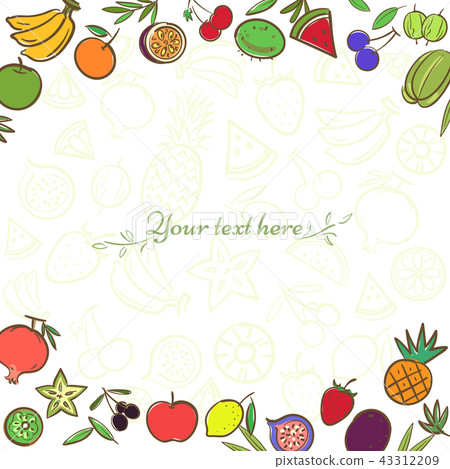 Fruits cute banner background template with space Fruits cute banner background template with space 43312209