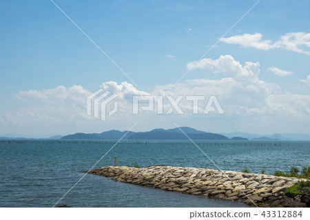 從Azumi河鎮Yokoehama的Kamogawa Katsuno花園地方看到的琵琶湖 43312884