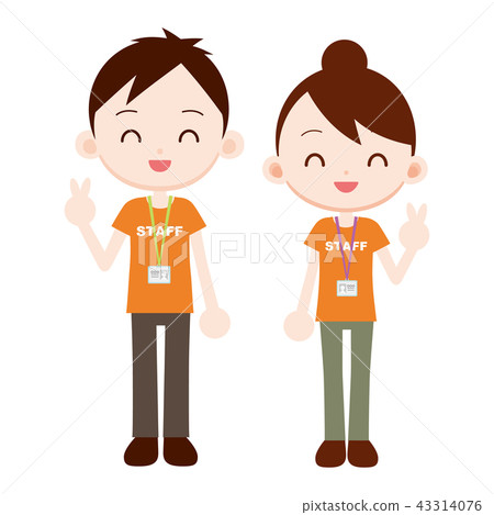 Event staff Orange T-shirt Peace sign Event staff Orange T-shirt Peace sign 43314076