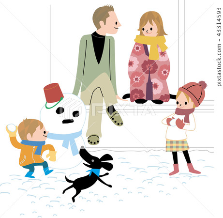 Winter family relaxing at the garden 43314593