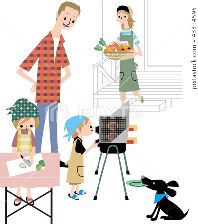 做烤肉的年輕家庭 43314595