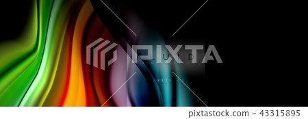 Rainbow fluid abstract shapes, liquid colors design, colorful marble or plastic wavy texture 43315895