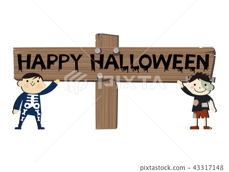 Halloween banner. Banners of children dressed up temporarily. Halloween banner. Banners of children dressed up temporarily. 43317148