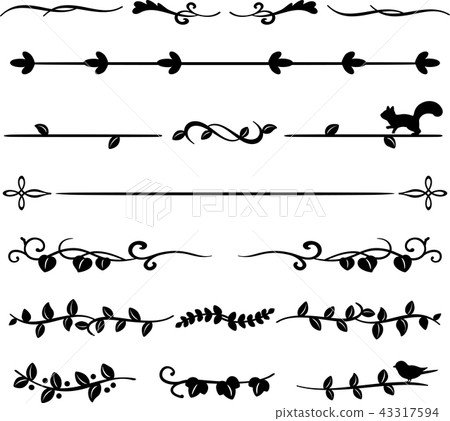 Set of line illustrations of leaves and buds 43317594