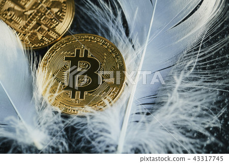 Bitcoin gold coin virtual currency gold feather 43317745