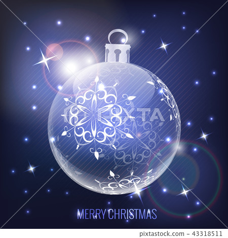 glass christmas ball on blue background glass christmas ball on blue background 43318511