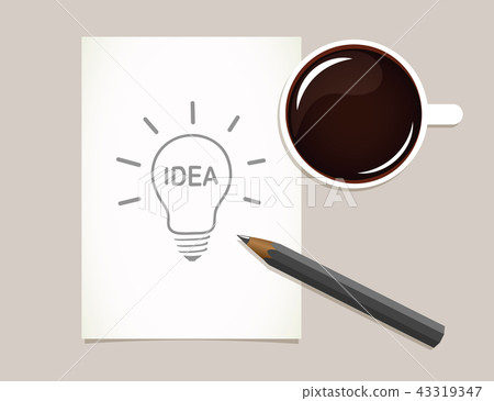 coffee and light bulb idea drawing coffee and light bulb idea drawing 43319347