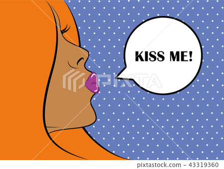 pin-up sexy woman portrait with air kiss pop art pin-up sexy woman portrait with air kiss pop art 43319360