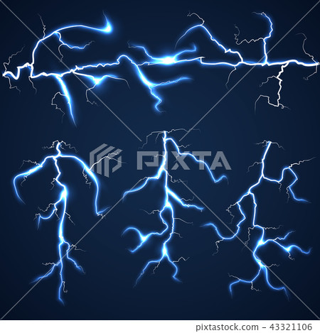 Lightning bolts over dark sky set Lightning bolts over dark sky set 43321106