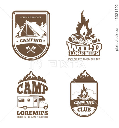 Wilderness and nature exploration vintage vector labels, emblems, logos, badges Wilderness and nature exploration vintage vector labels, emblems, logos, badges 43321392