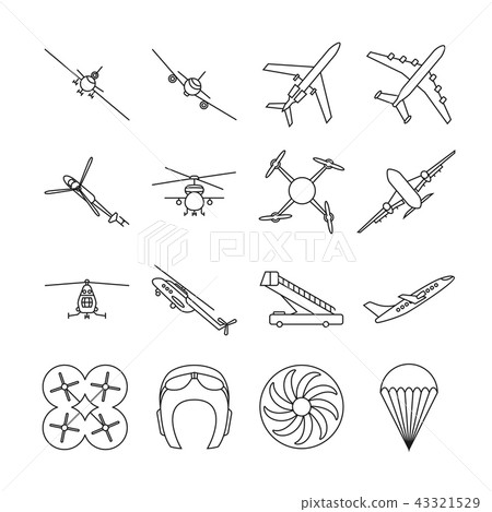 Aviation thin line vector icons set 43321529