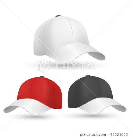 baseball cap black white and red vector templates stock