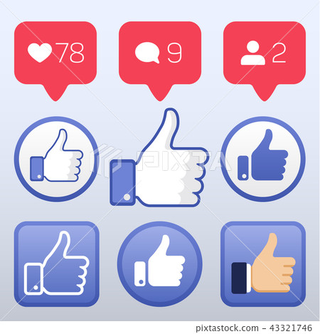 Thumb up, like follower comment icons vector set 43321746