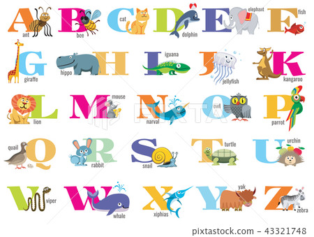 English alphabet for children with cute animals 43321748
