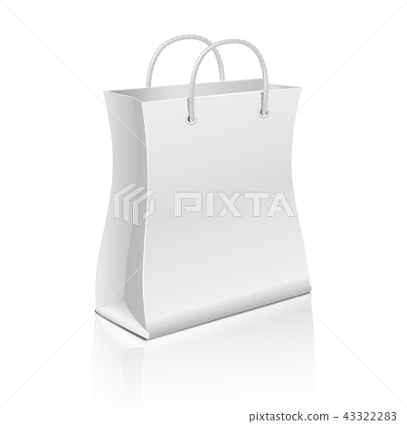 Empty paper shopping bag isolated on white. Vector template for advertising and branding Empty paper shopping bag isolated on white. Vector template for advertising and branding 43322283