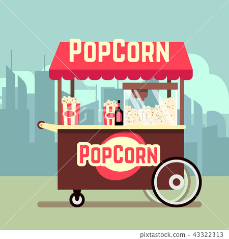 Street food vending cart with popcorn machine vector illustration Street food vending cart with popcorn machine vector illustration 43322313