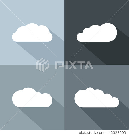 White cloud icons with long shadow 43322603
