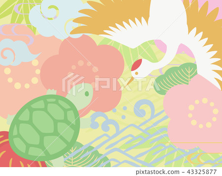 Crane and turtle pastel colored background 43325877
