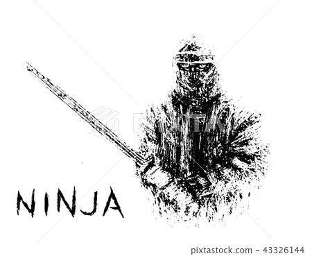 Ninja with sword preparing attack. Vector Ninja with sword preparing attack. Vector 43326144