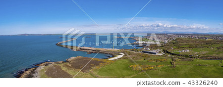 Aerial view of the beautiful coast and cliffs between North Stack Fog station and Holyhead on 43326240