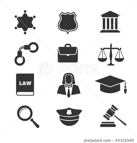 Justice, law, police vector icons Justice, law, police vector icons 43326569