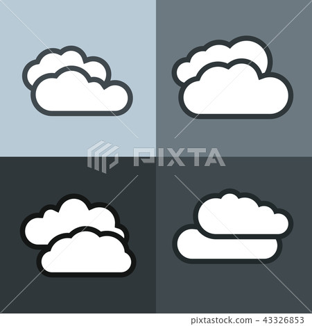 White flat cloud icons on color background - Stock Illustration ...