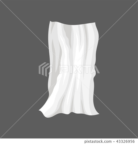 White satin cloth. Drape with wavy folds. Silk bed sheet. Flat vector element for advertising poster 43326956