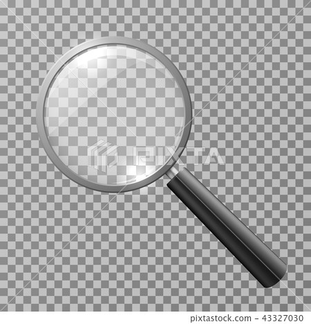 Realistic magnifying glass isolated on checkered background vector illustration 43327030