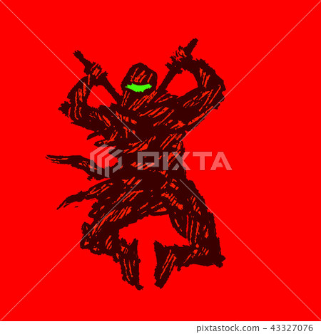 Ninja with swords attack. Vector illustration. Ninja with swords attack. Vector illustration. 43327076