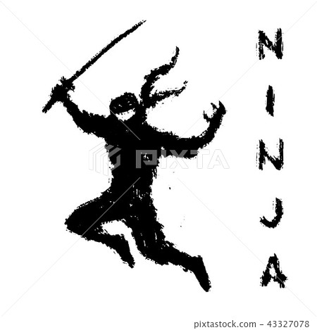 Black ninja with sword preparing to attack. Vector Black ninja with sword preparing to attack. Vector 43327078