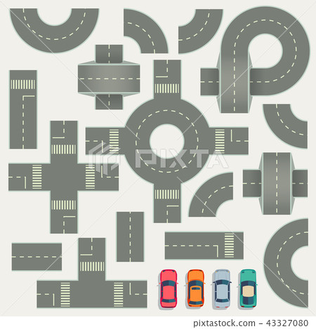 Highway road construction map top view vector elements 43327080