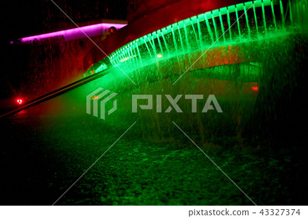 Fountain with bright neon lights.Night Bright and beautiful 43327374