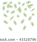 illustration cartoon paper money falling on a white background. Flying banknotes money. 43328796