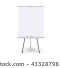 realistic blank flipchart with three legs isolated on white clean background. White roll up banner 43328798