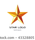Golden star logo template. Yellow millitary icon. 3d style . 43328805