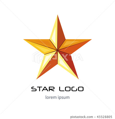 Golden star logo template. Yellow millitary icon. 3d style . 43328805