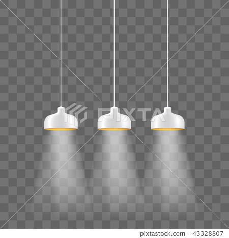 Modern white metallic lamp-shade electric illumination set. Loft ceiling lights isolated on the 43328807